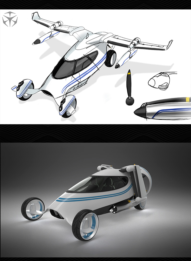 陸空飛行器概念車“犀牛” 3D建模、設計流程與模型庫開發